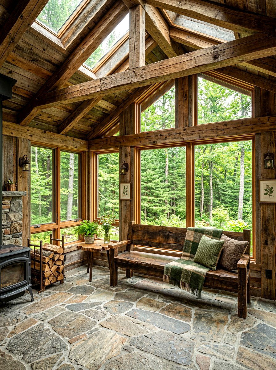 Rustic Wood Sunroom - 30 cozy sunroom ideas