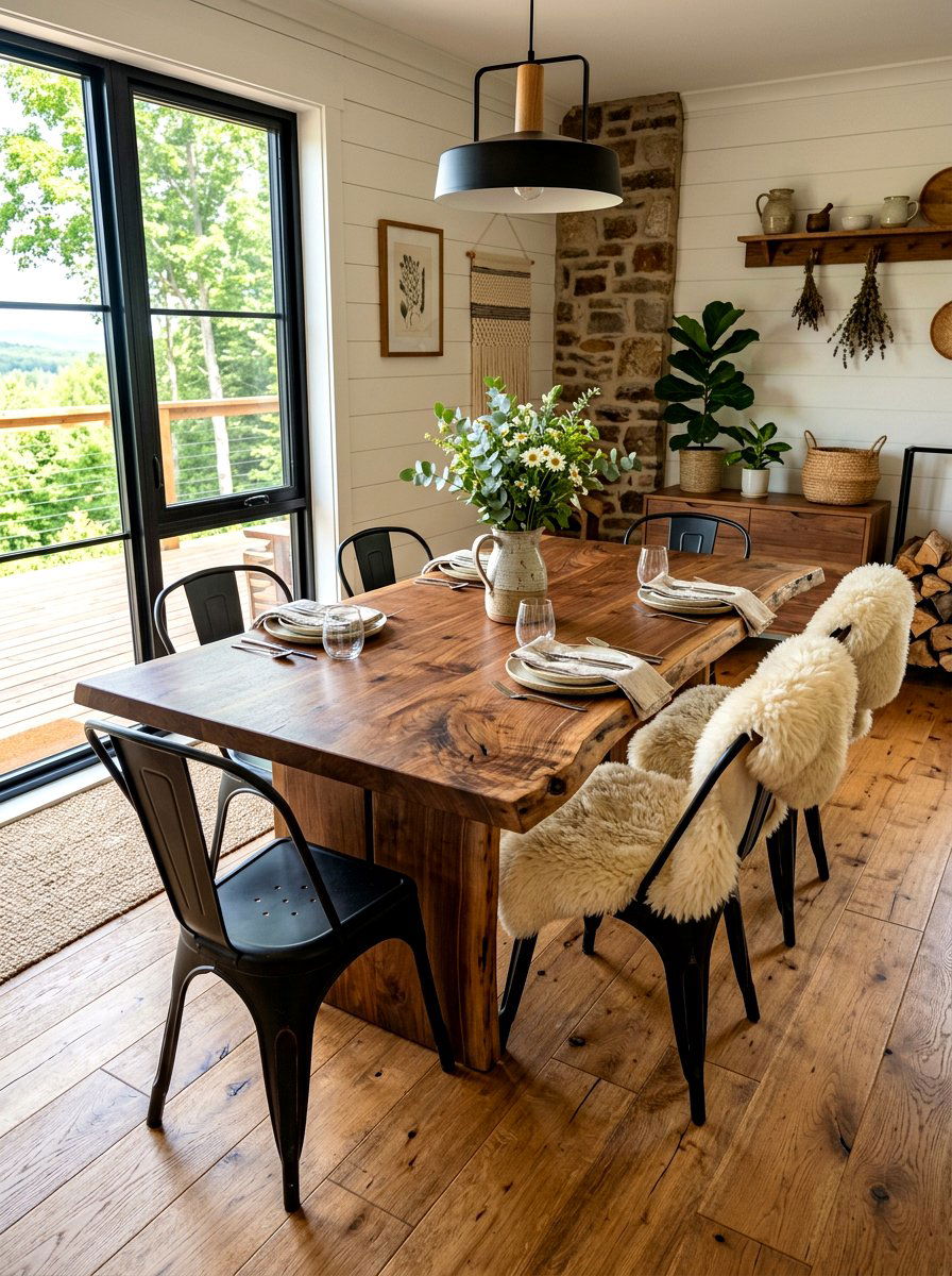 Rustic Wood Table - 30 breakfast room decor ideas