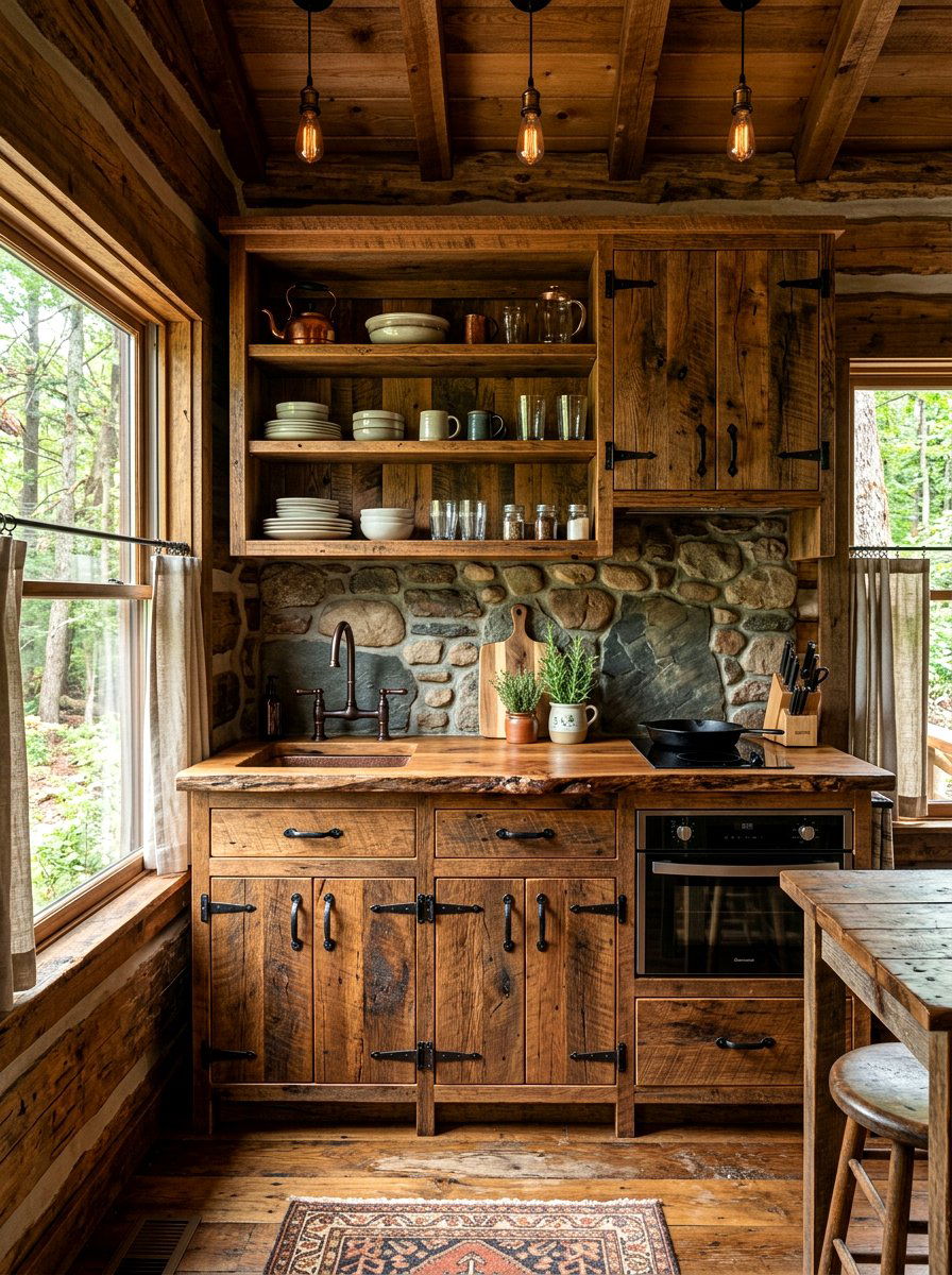 Rustic Wood Tiny Kitchen - 30 tiny house kitchen ideas