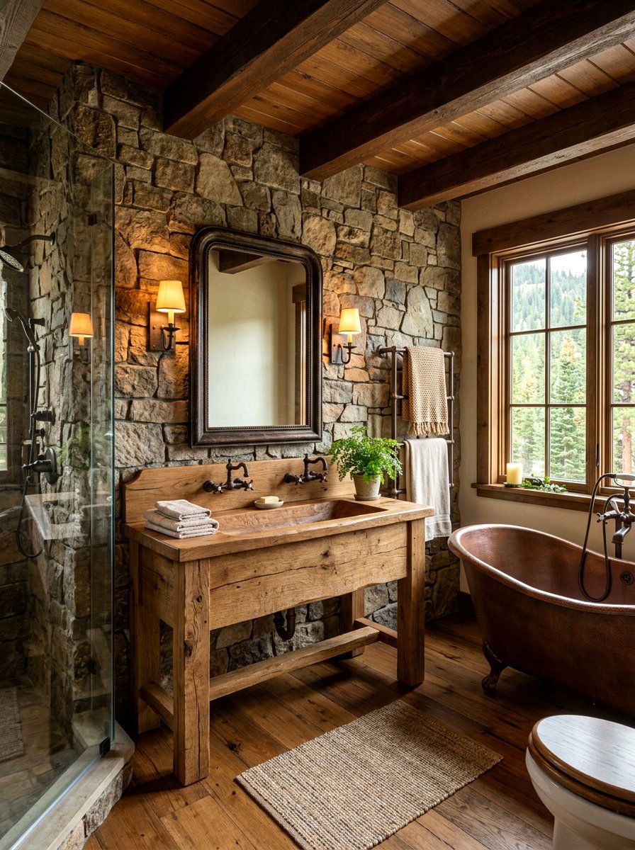 Rustic Wood Trough Sink - 30 trough sink bathroom ideas