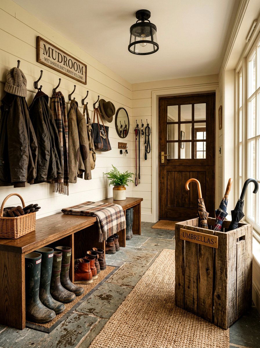 Rustic Wood Umbrella Crate - 30 umbrella stand ideas