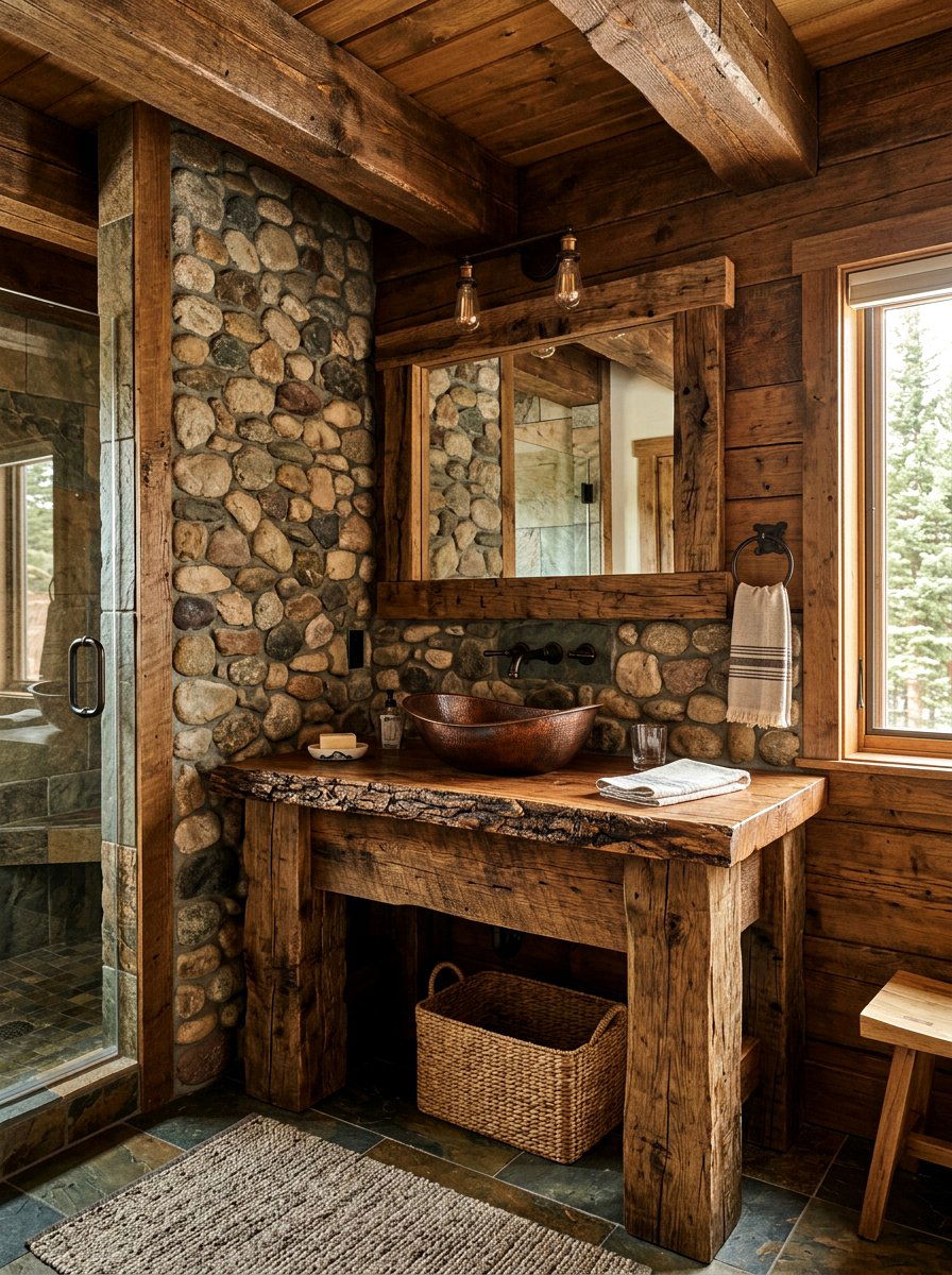 Rustic Wood Vanity - 30 wood vanity ideas