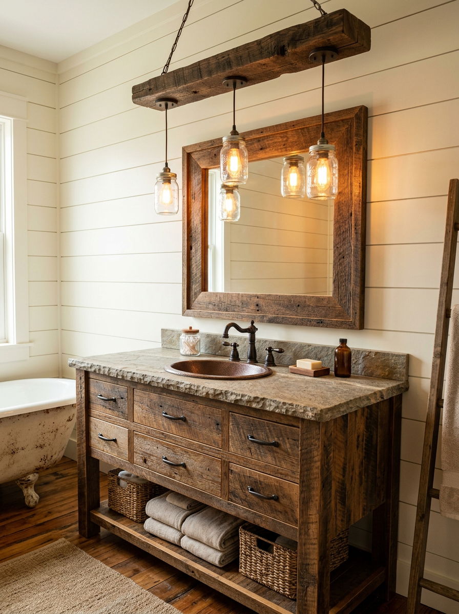 Rustic Wood Vanity Lights - 30 vanity mirror lighting ideas