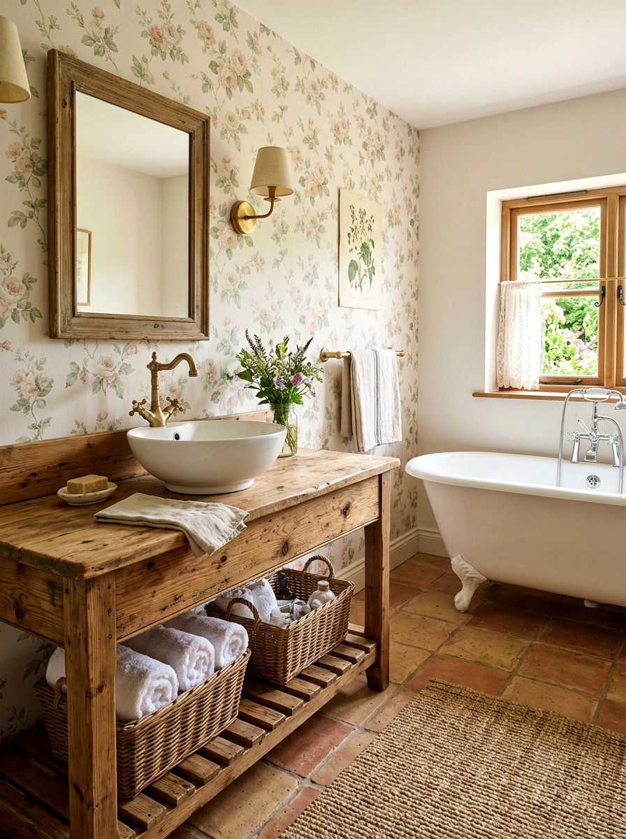 Rustic Wood Washstand - 30 bathroom sink ideas