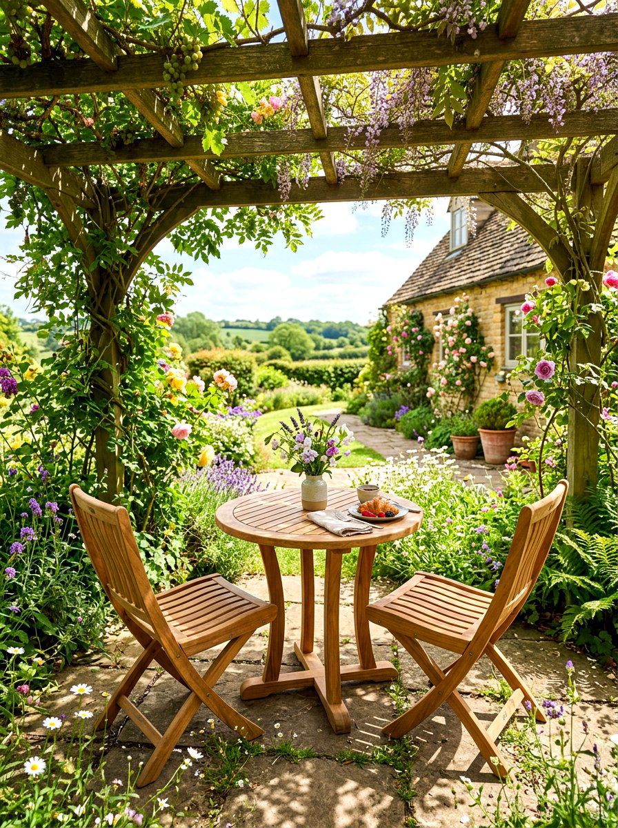 Rustic Wooden Bistro Table - 30 bistro patio ideas