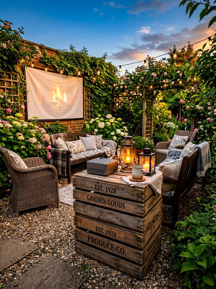 Rustic Wooden Crate Table - 30 outdoor movie night ideas