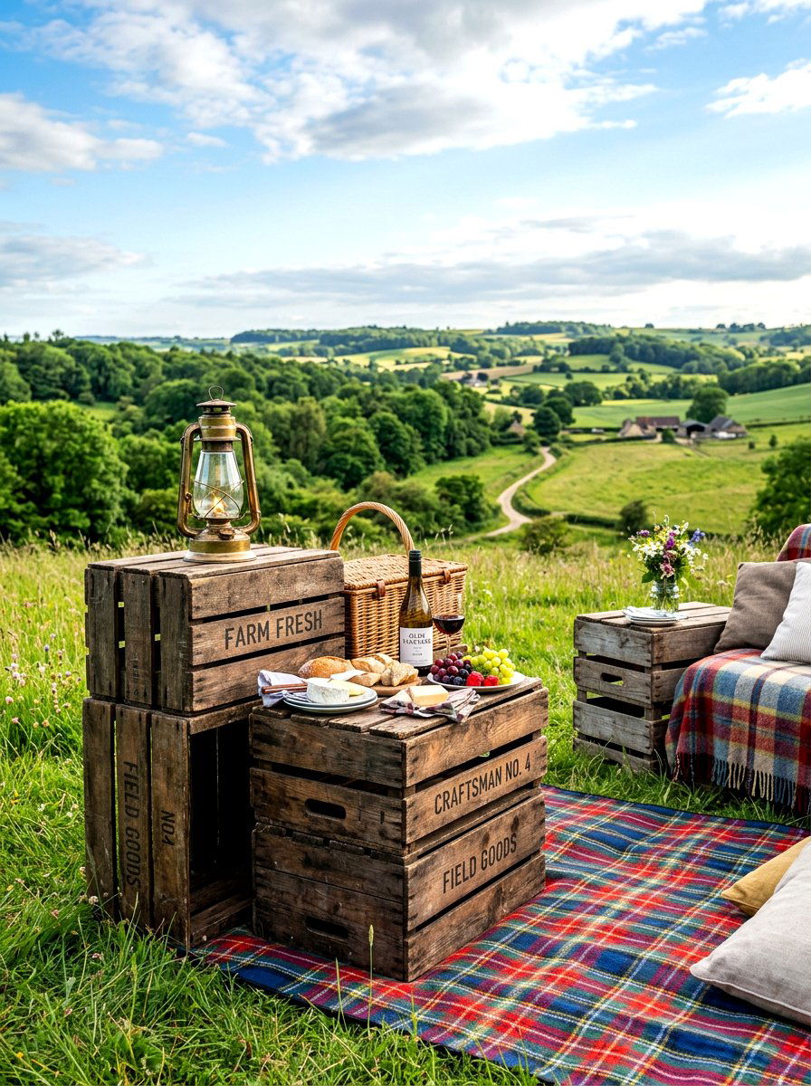 Rustic Wooden Crates - 30 backyard picnic decor ideas