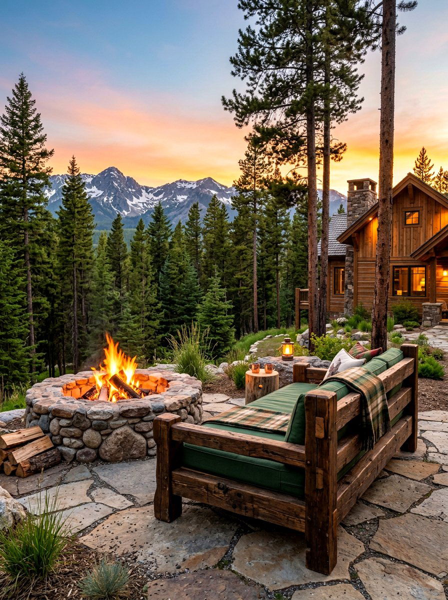 Rustic Wooden Daybed - 30 cabana bed patio ideas