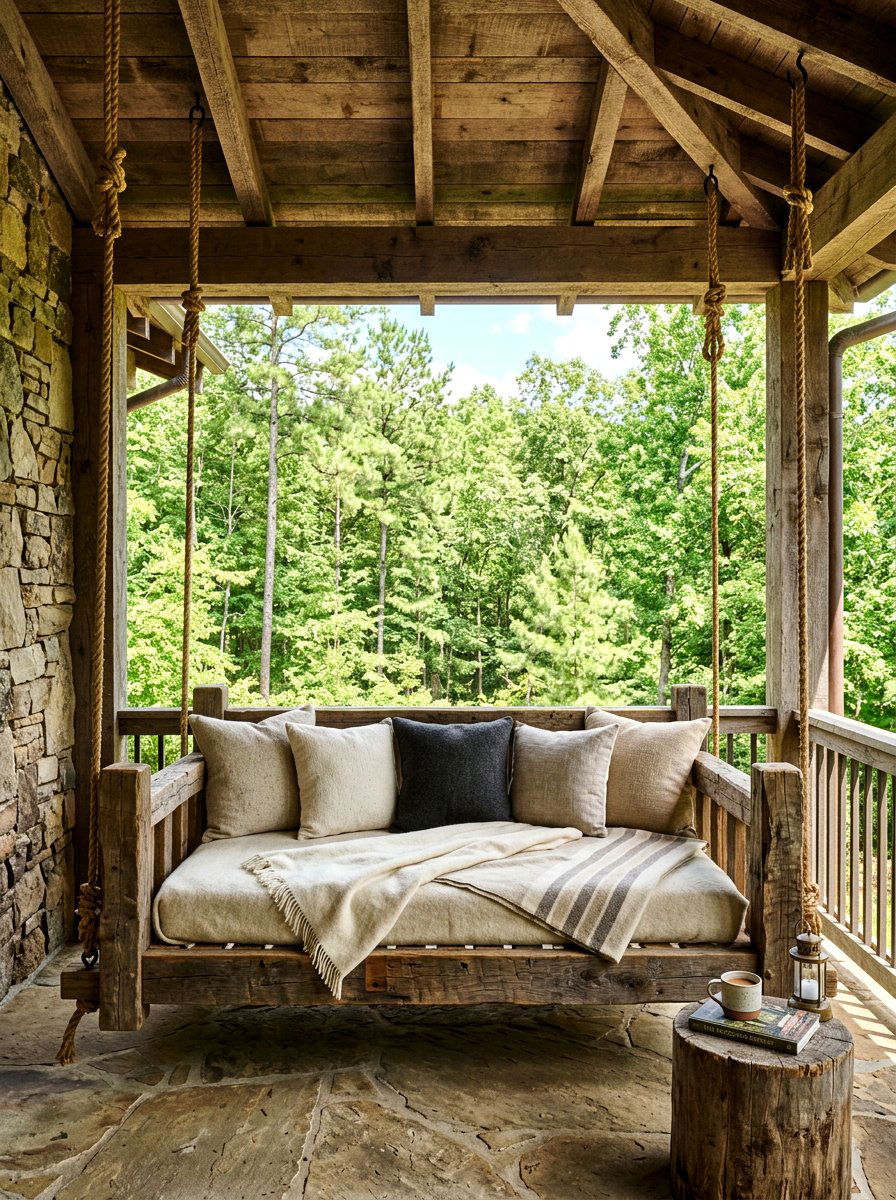 Rustic Wooden Daybed - 30 hanging daybed ideas