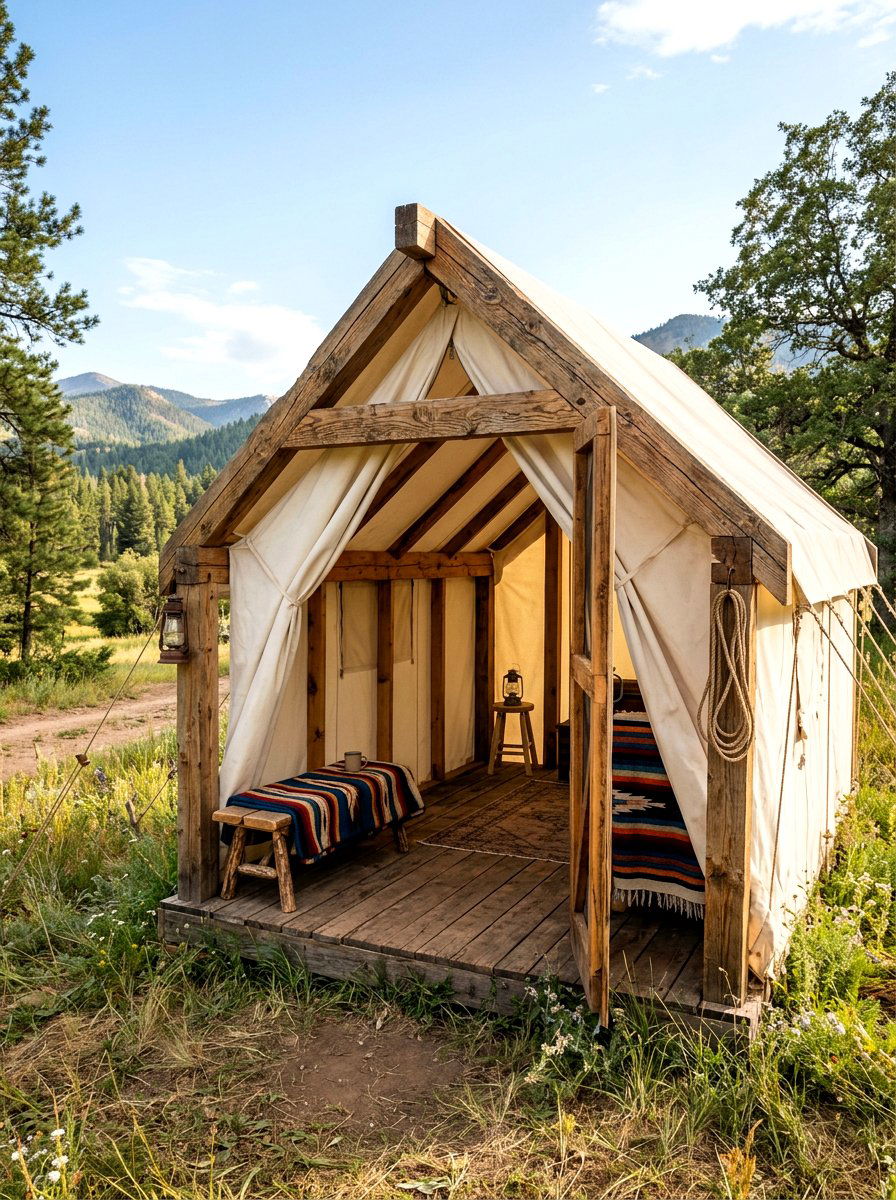 Rustic Wooden Frame Tent - 30 kids tent reading nook ideas