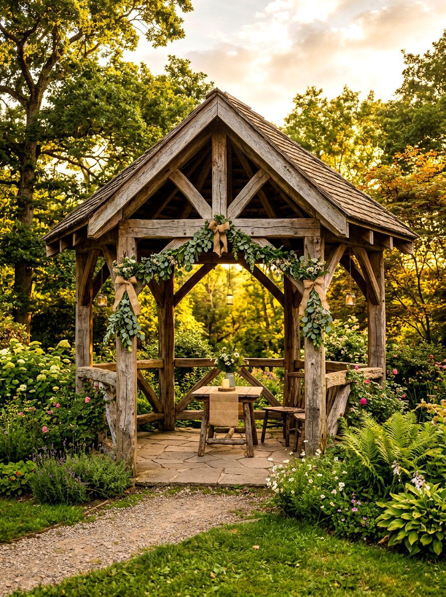 Rustic Wooden Gazebo - 30 backyard wedding gazebo ideas
