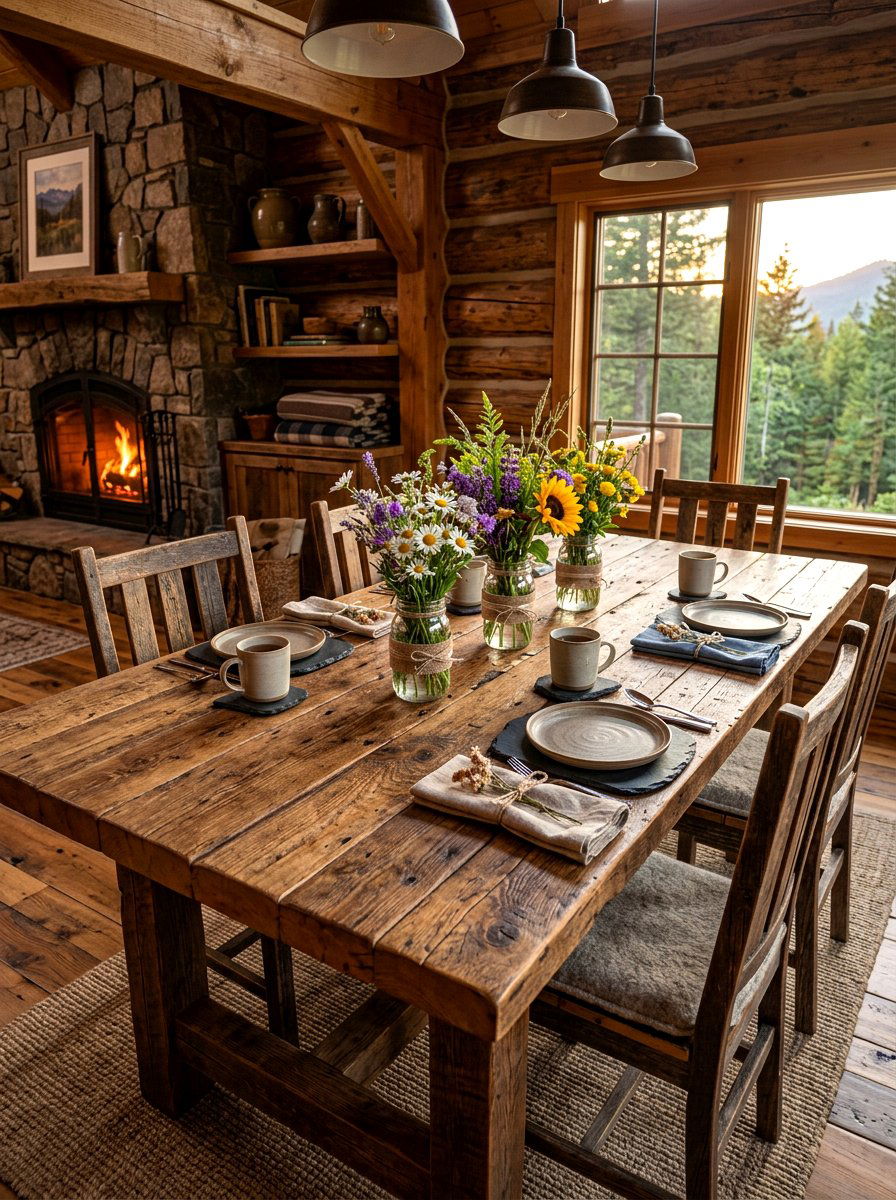 Rustic Wooden Table - 30 spring brunch table ideas