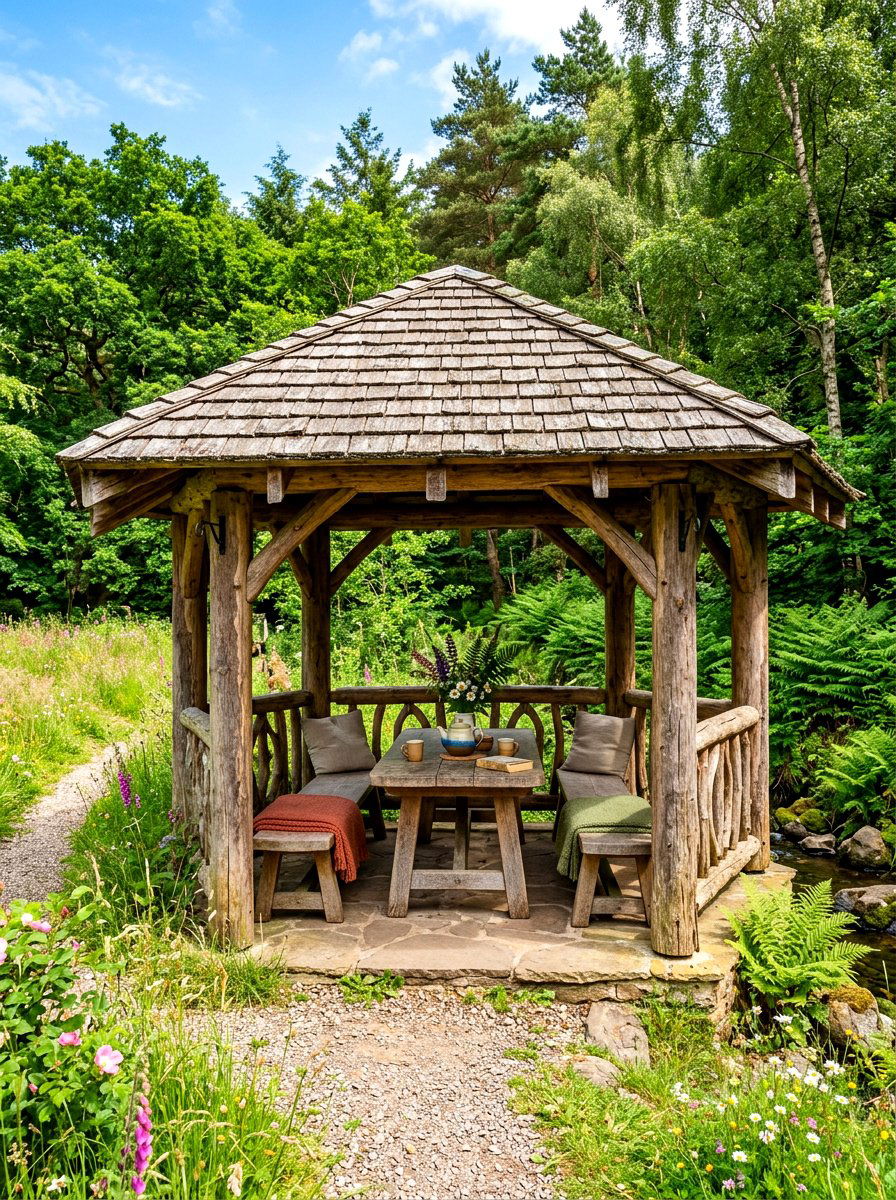 Rustic Wooden Tea Gazebo - 30 garden tea gazebo ideas