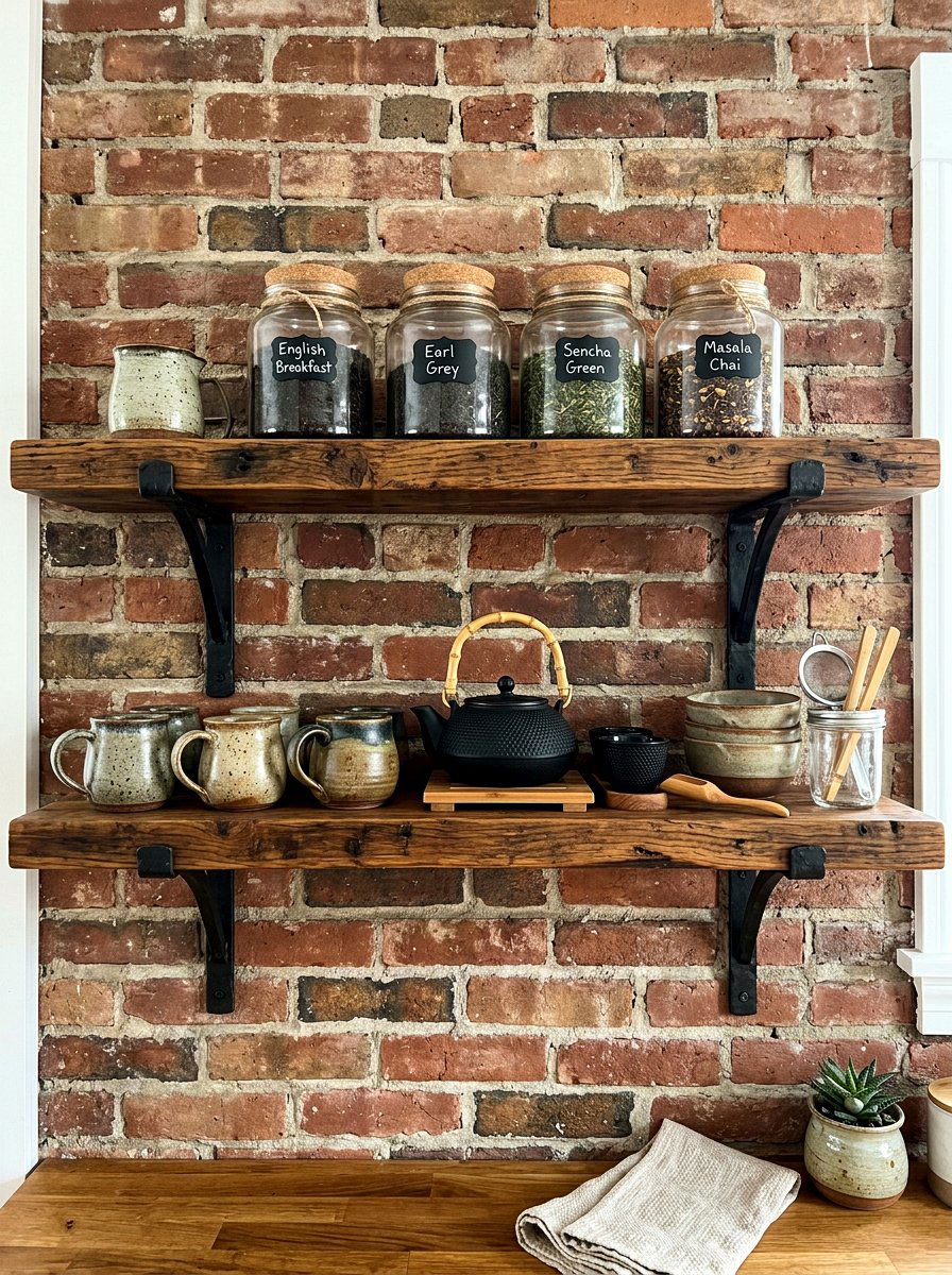 Rustic Wooden Tea Shelf - 30 tea nook ideas