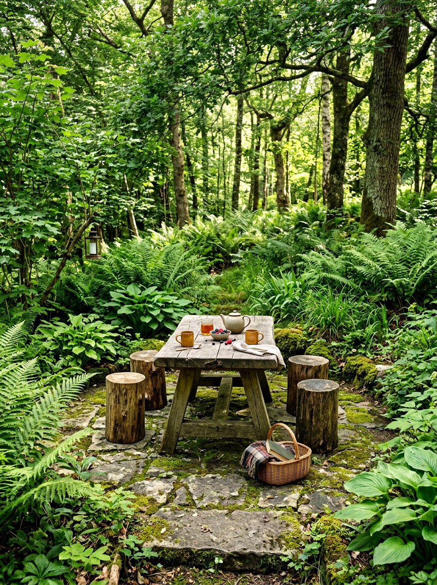 Rustic Woodland Tea Nook - 30 tea garden corner ideas