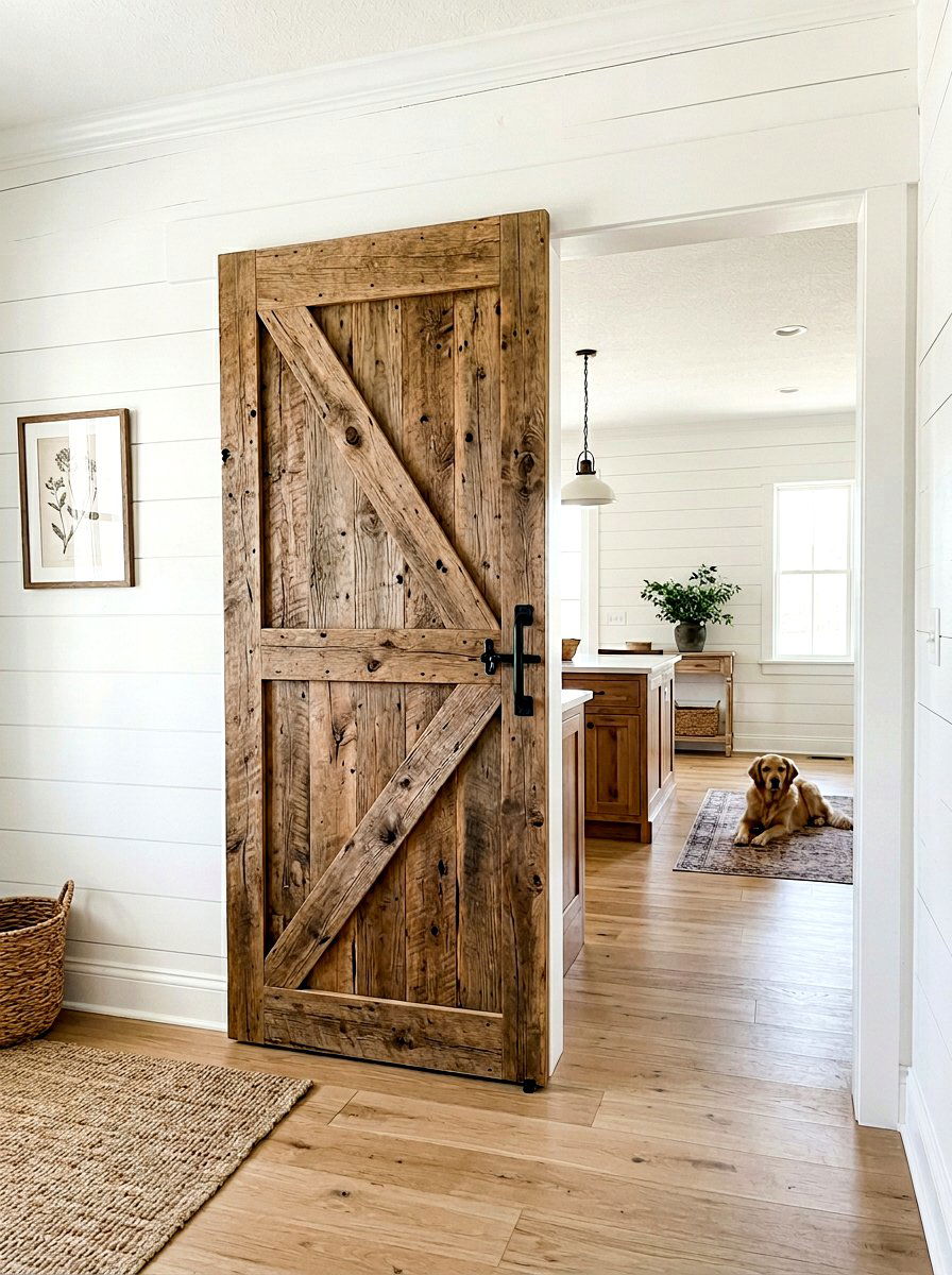 Rustic barn door dog gate - 30 pet room ideas