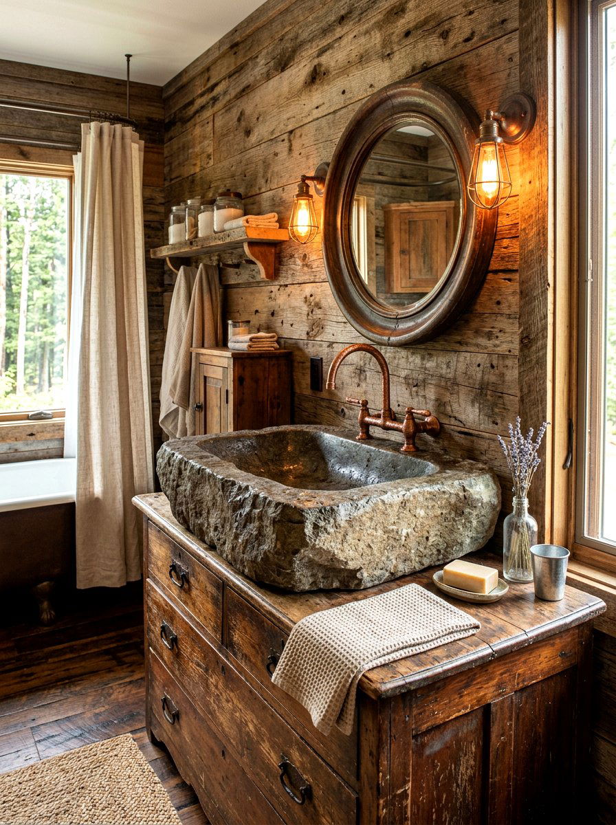 Rustic bathroom stone sink - 30 stone vessel sink ideas