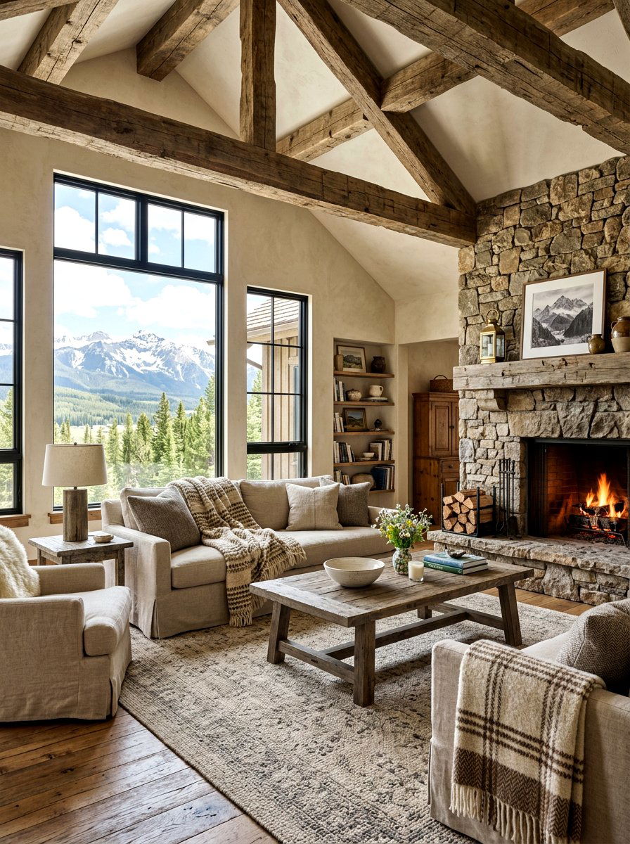 Rustic beige living room - 30 beige living room ideas
