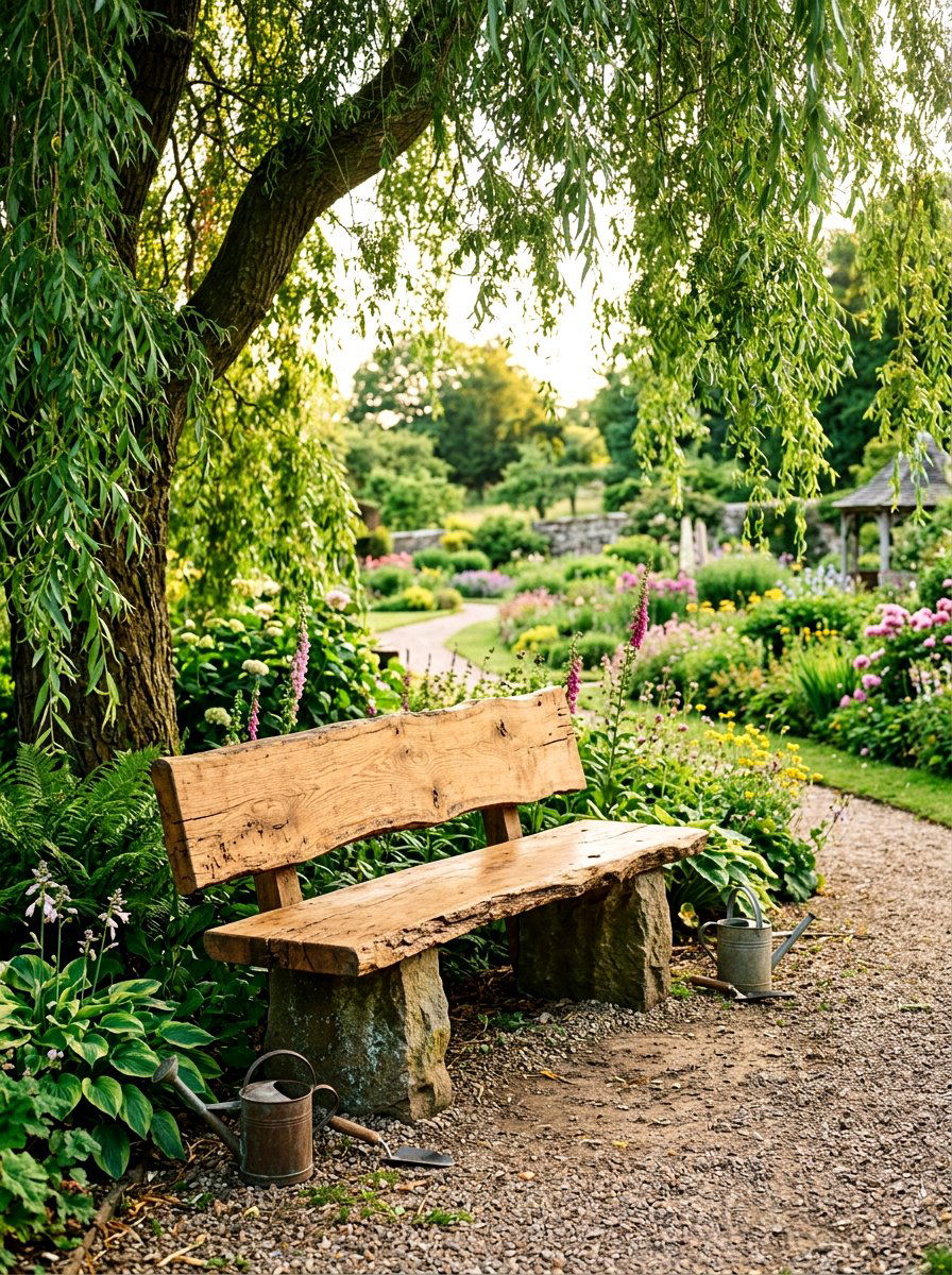 Rustic bench seating - 30 rustic garden ideas