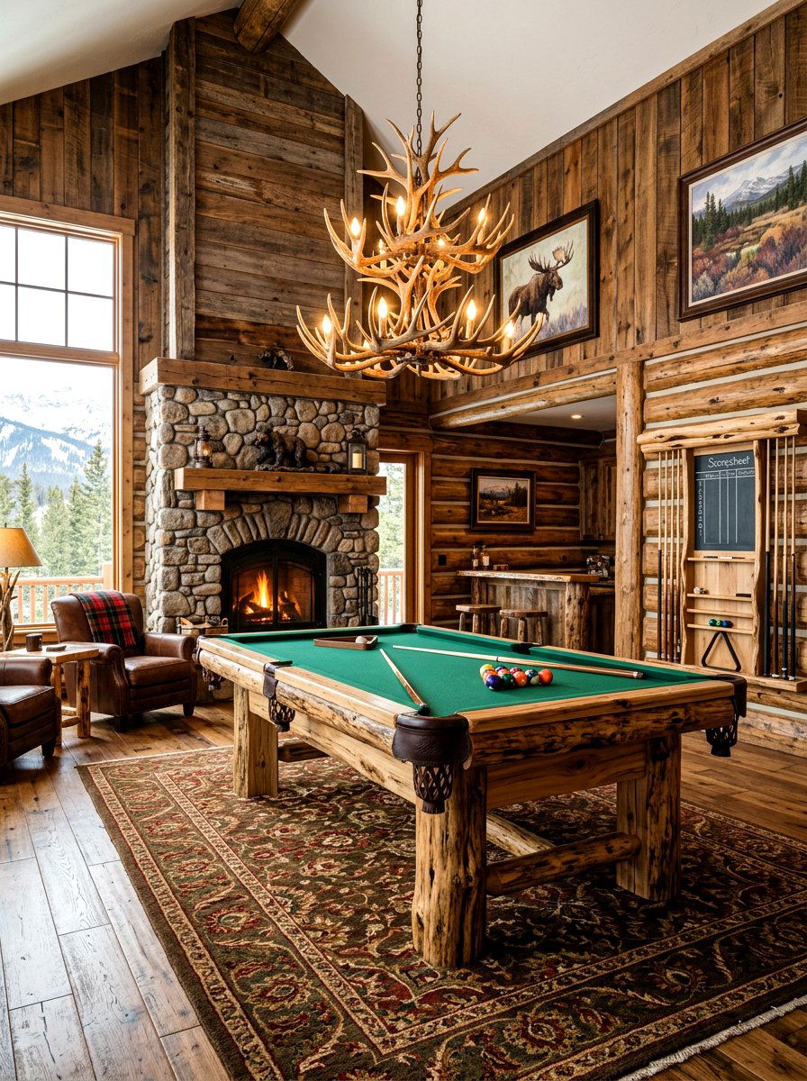 Rustic billiards space - 30 billiards room ideas
