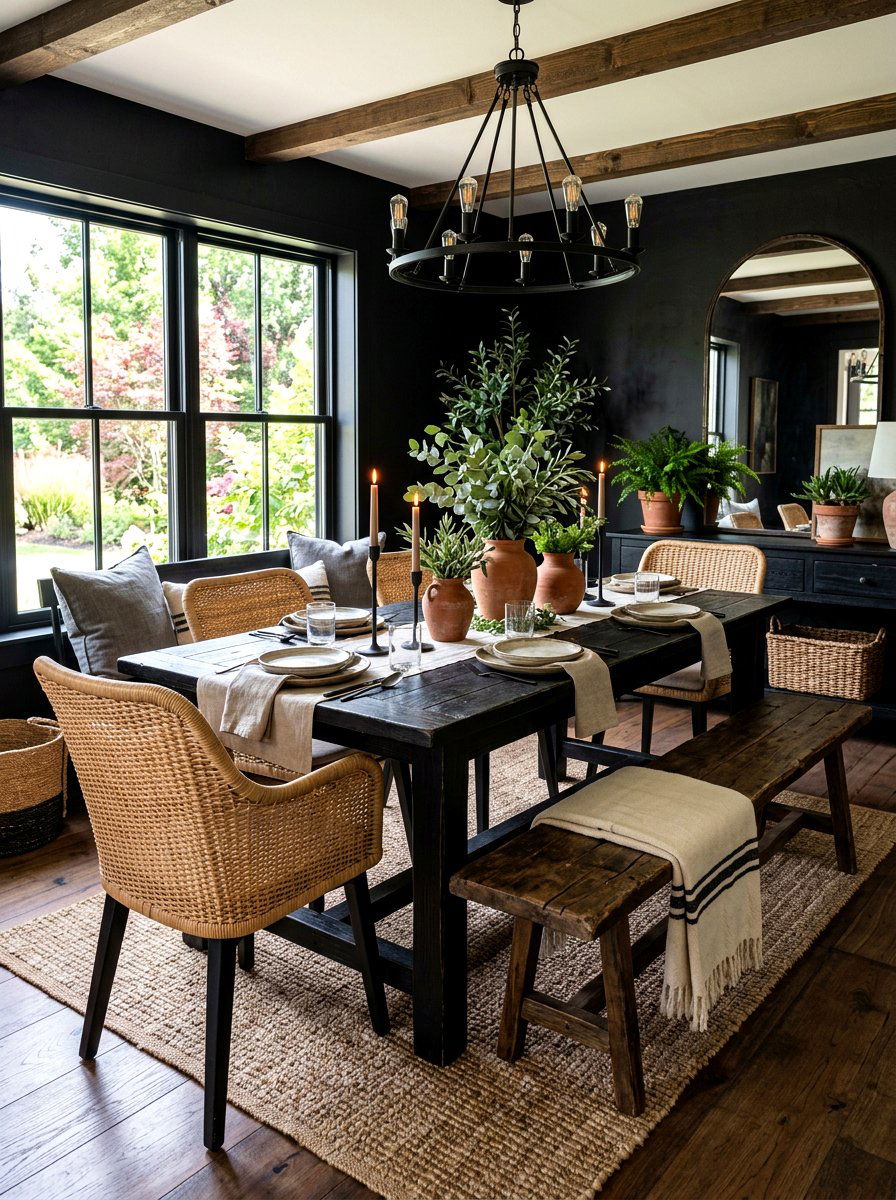 Rustic black dining room - 30 black dining room ideas