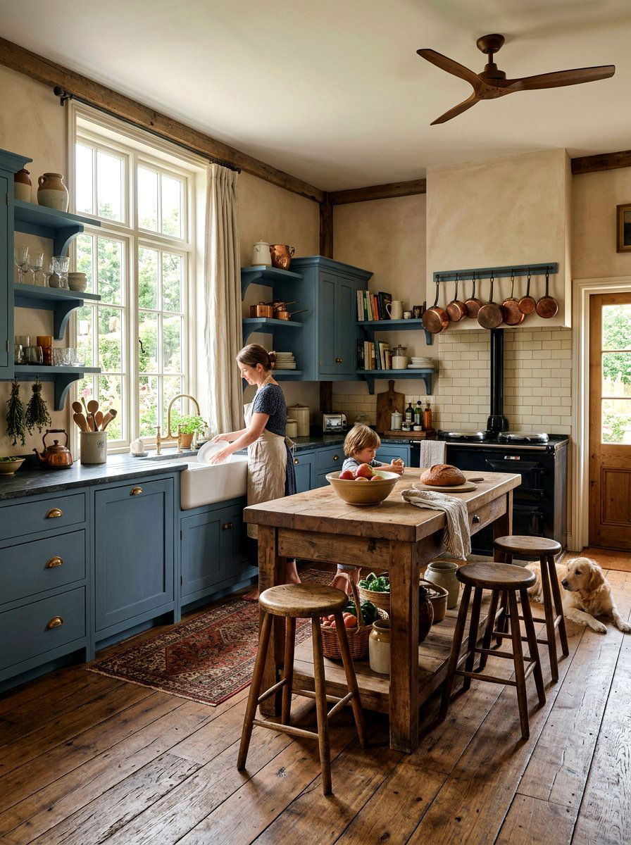 Rustic blue farmhouse kitchen - 30 denim blue kitchen ideas