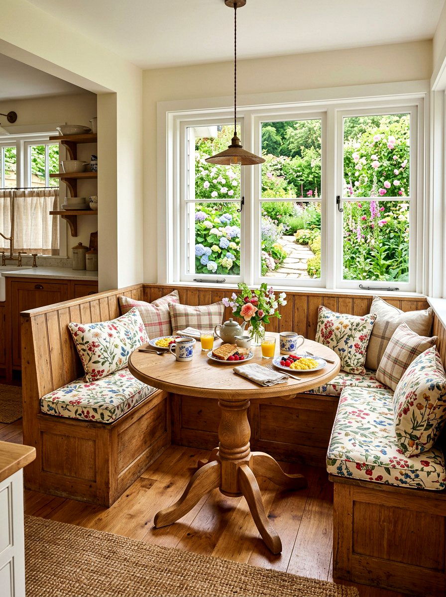 Rustic breakfast nook - 30 cottagecore kitchen ideas