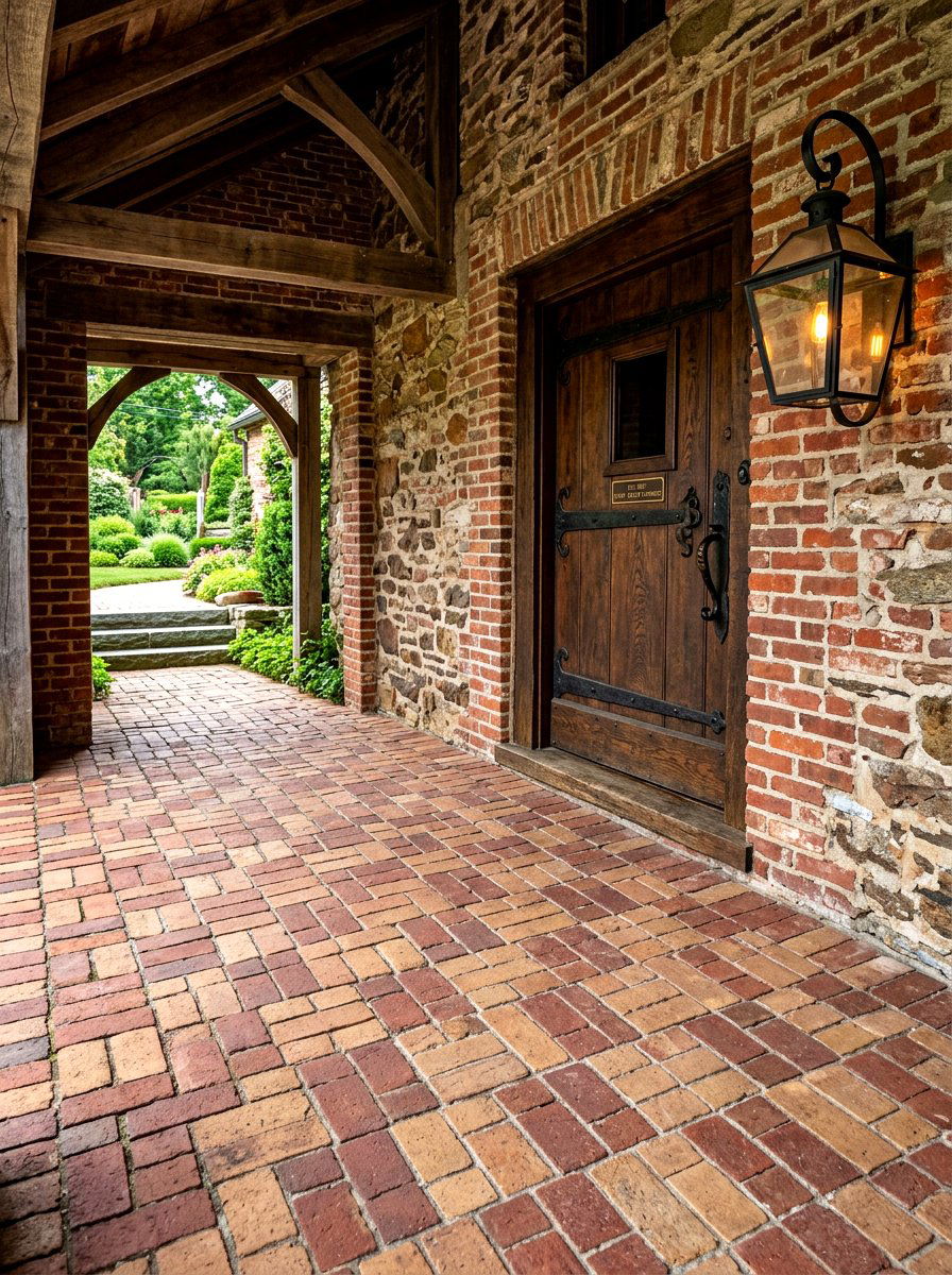 Rustic brick checkerboard foyer - 30 checkerboard foyer floor ideas