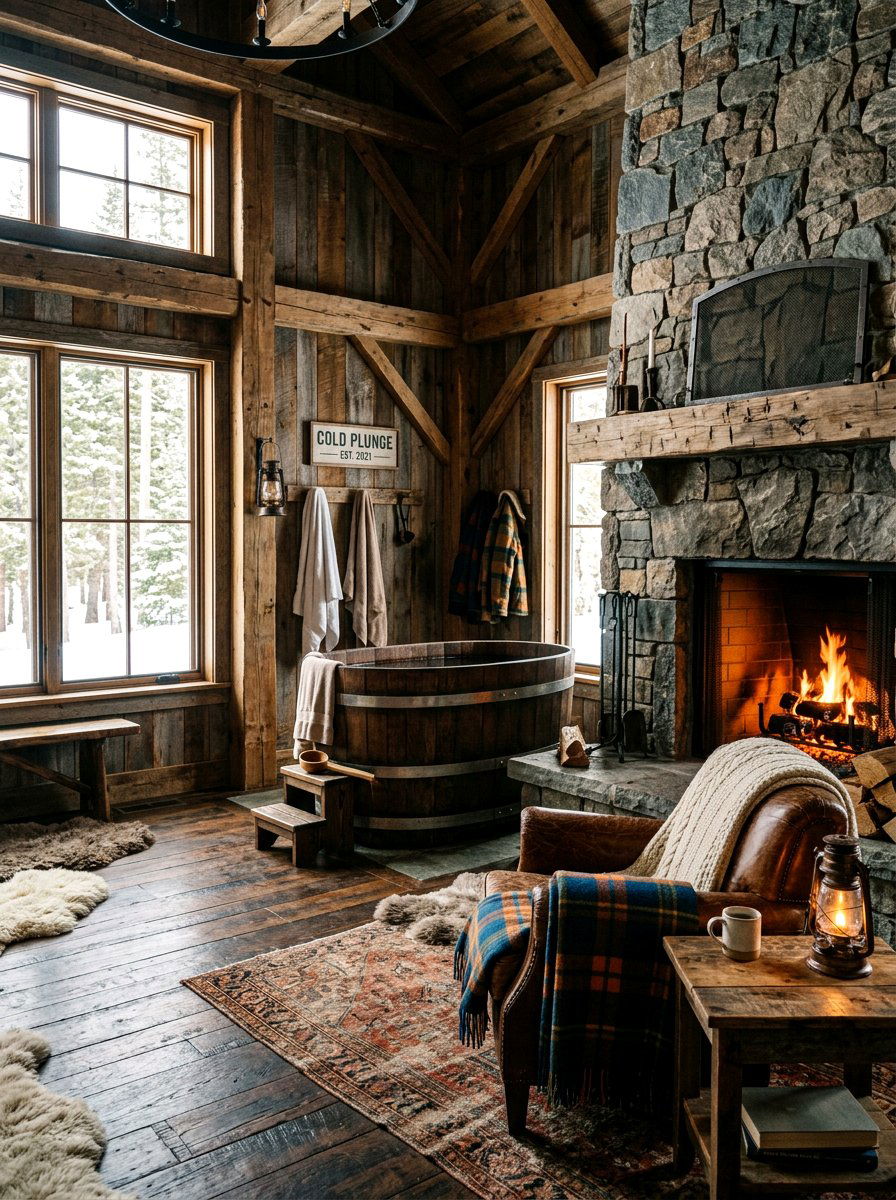 Rustic cabin cold plunge - 30 cold plunge room ideas