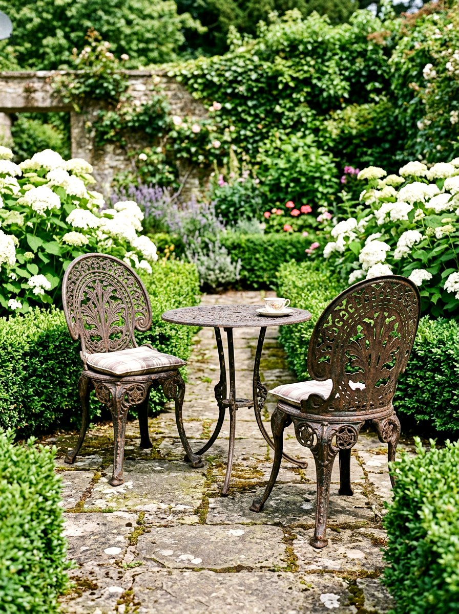 Rustic cast iron bistro chair - 30 bistro chair patio ideas