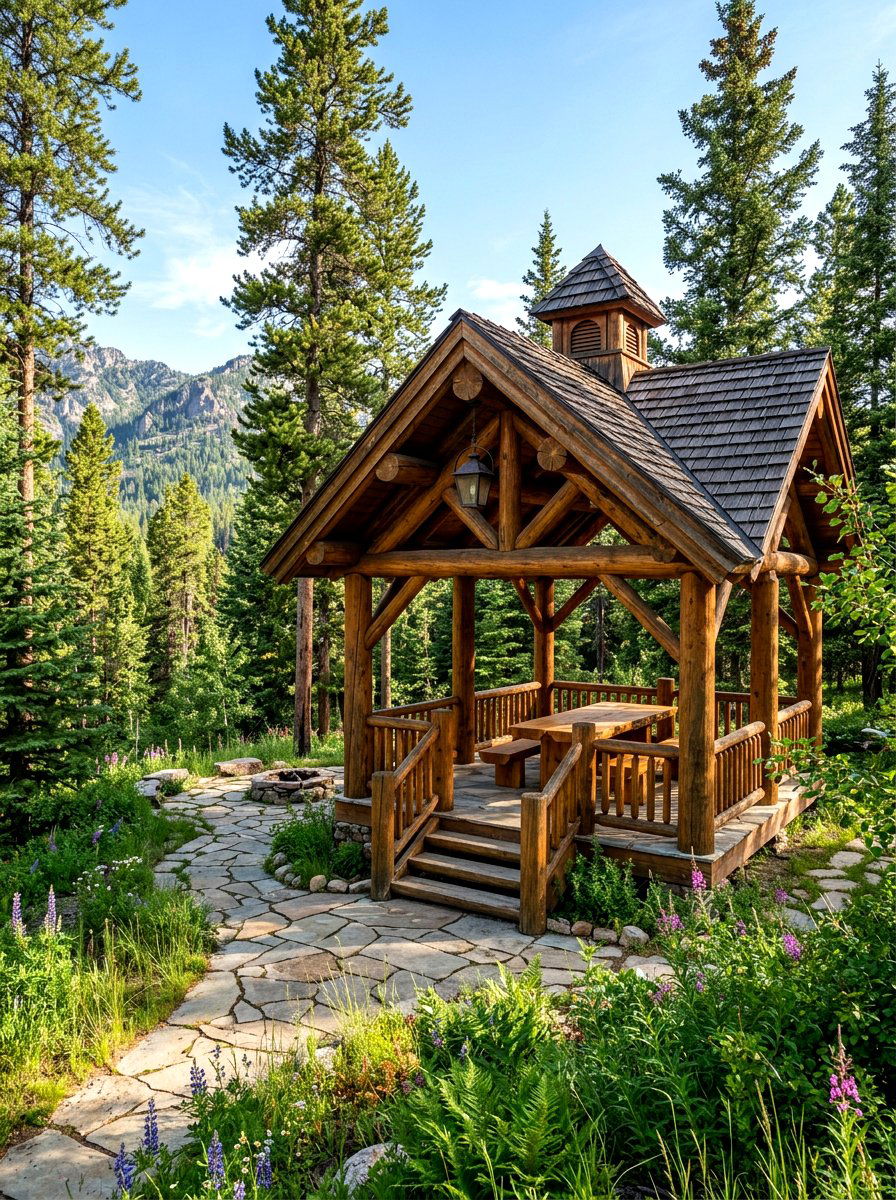 Rustic cedar gazebo - 30 patio gazebo ideas