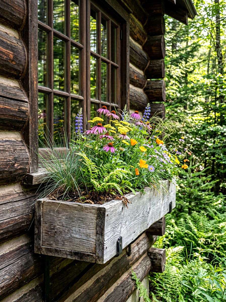 Rustic cedar window box - 30 window flower box ideas