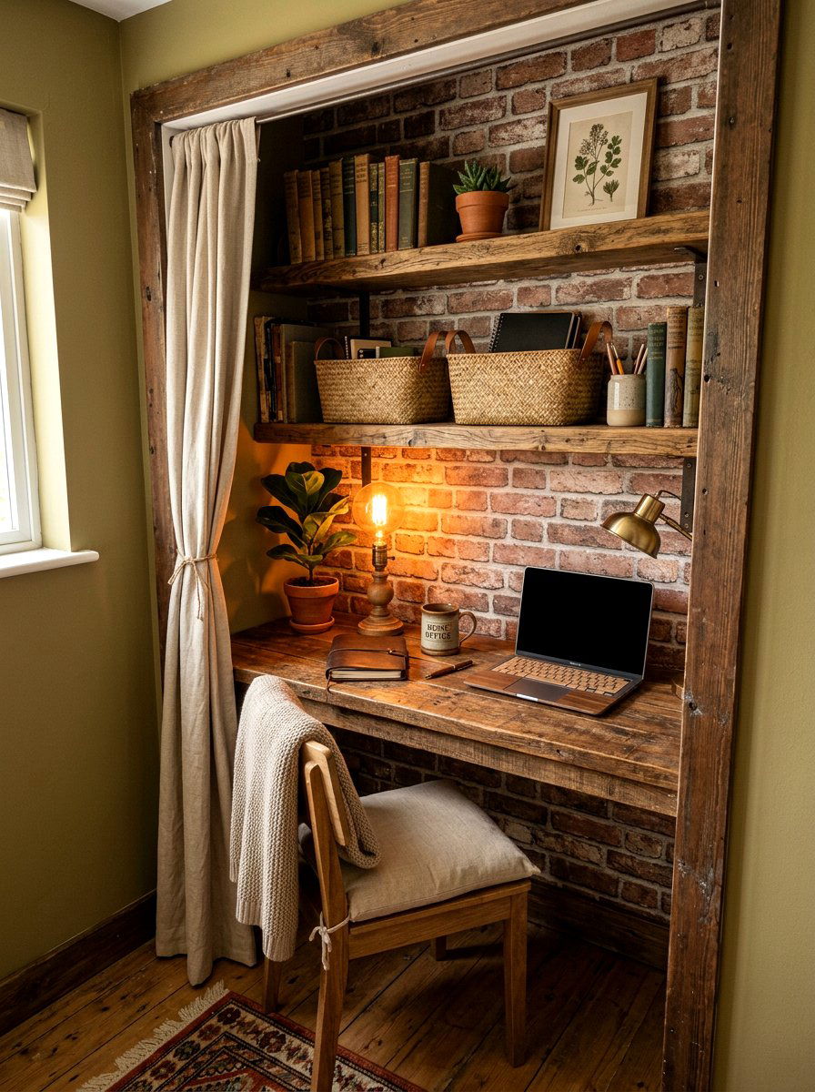 Rustic closet office - 30 closet office ideas