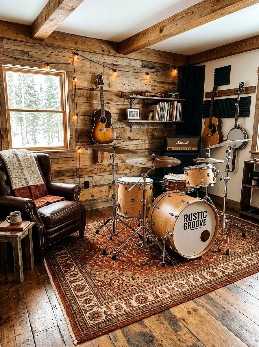 Rustic drum room - 30 drum room ideas