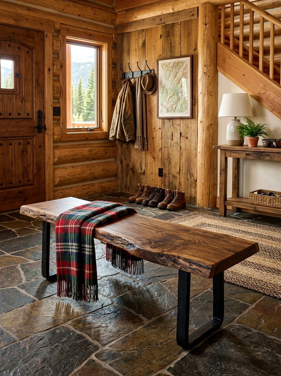 Rustic entryway bench - 30 entryway ideas