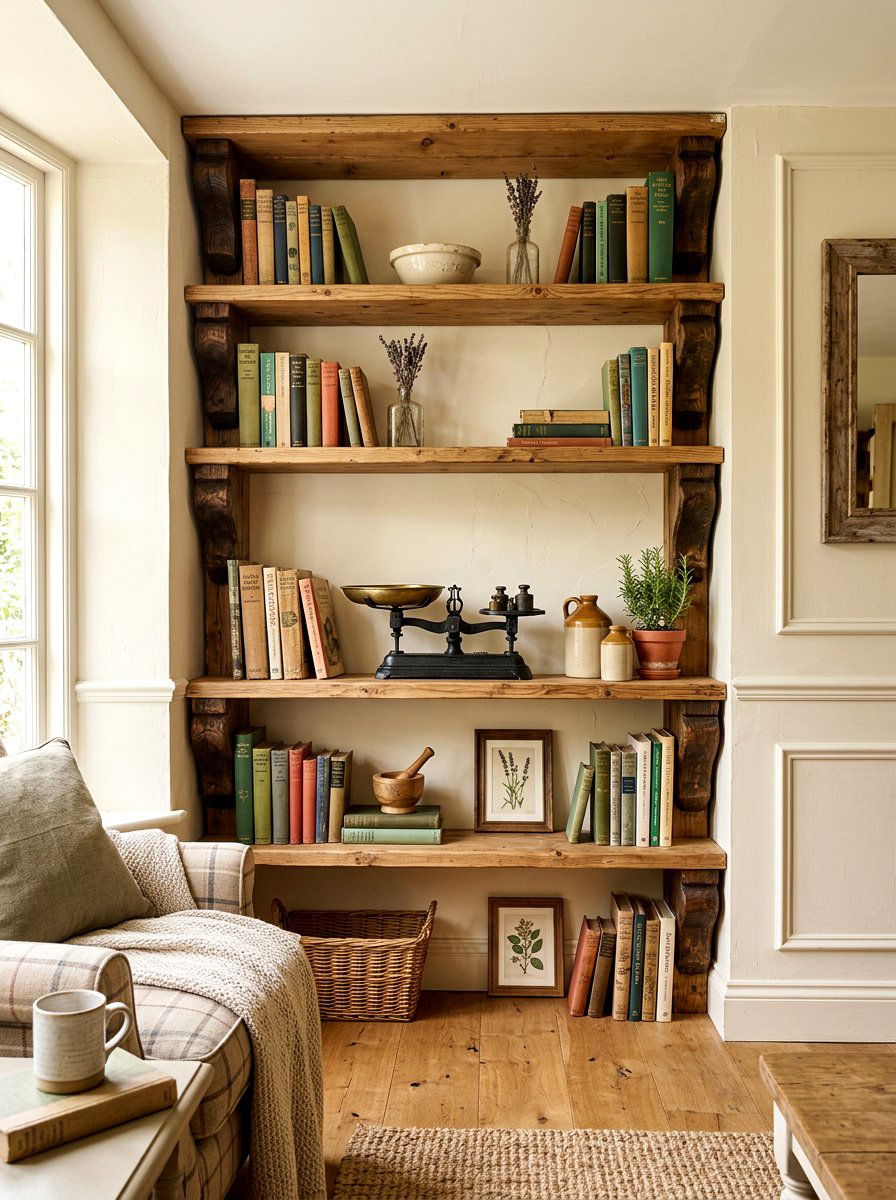 Rustic farmhouse book shelf - 30 cookbook shelf kitchen ideas