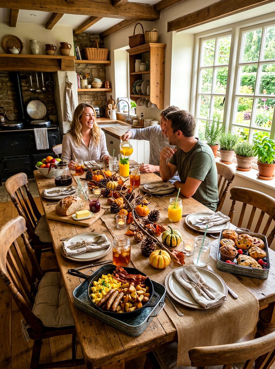 Rustic farmhouse brunch table - 30 Thanksgiving brunch table ideas