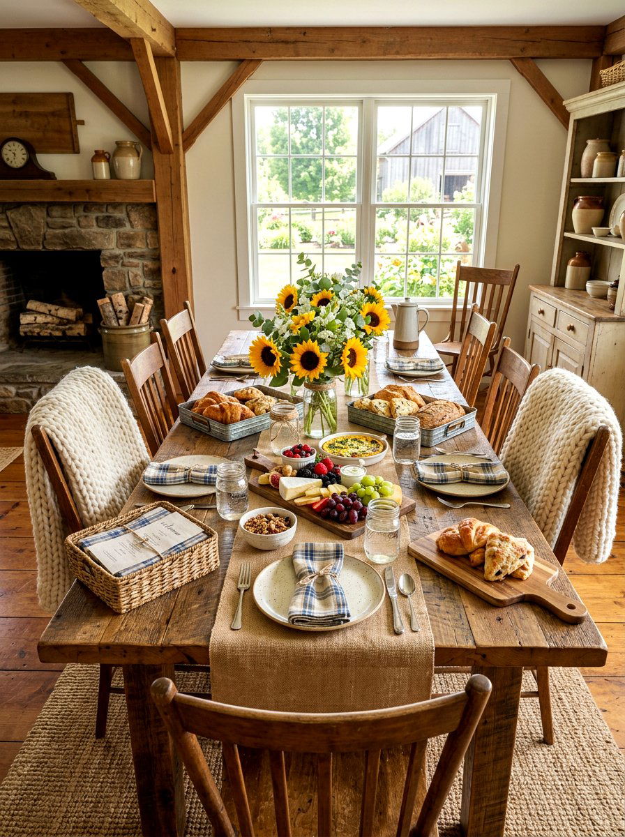 Rustic farmhouse brunch table - 30 elegant brunch table ideas
