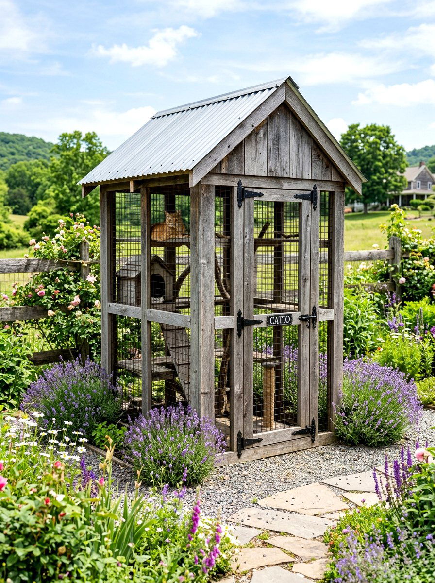 Rustic farmhouse catio - 30 catio ideas