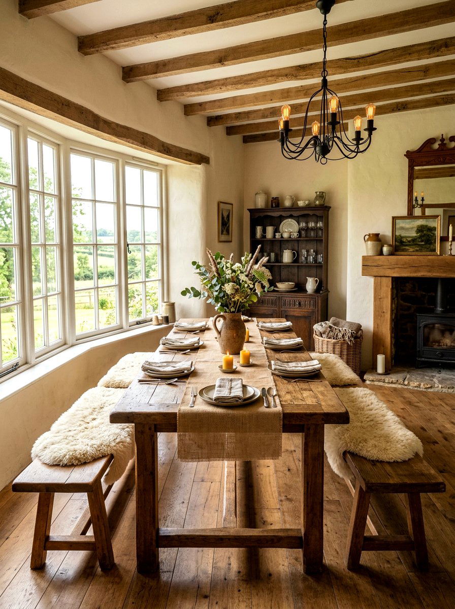 Rustic farmhouse dining room - 30 fall dinner party home ideas