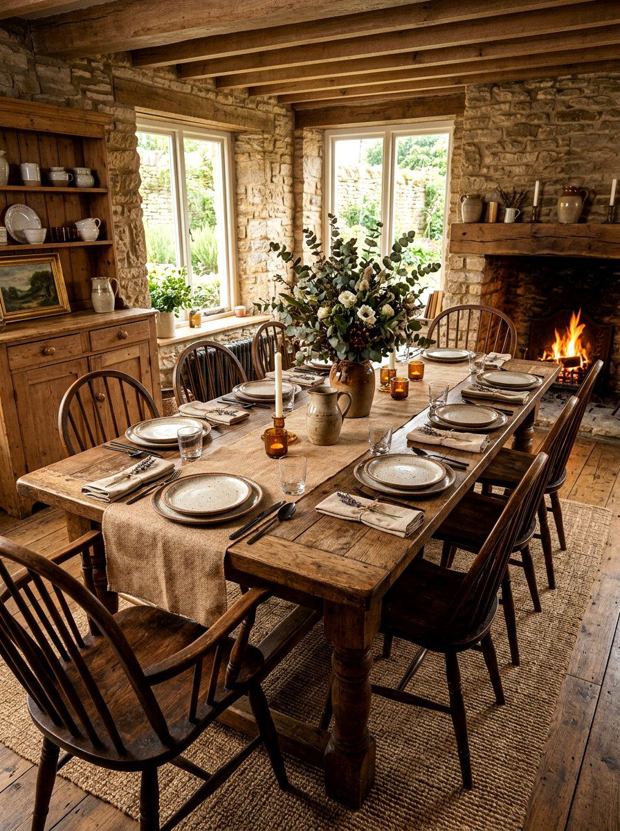 Rustic farmhouse dining table - 30 romantic dinner party ideas at home