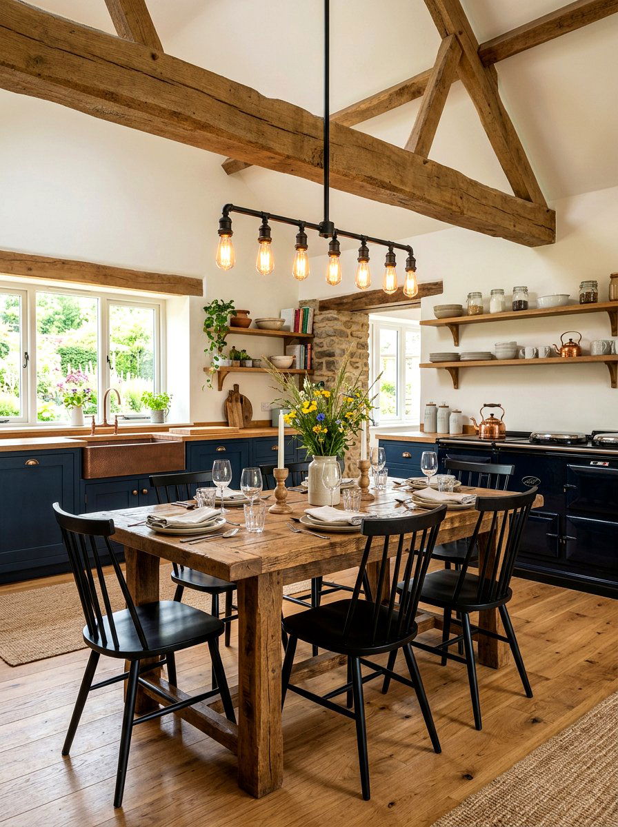 Rustic farmhouse dining table - 30 industrial farmhouse kitchen ideas