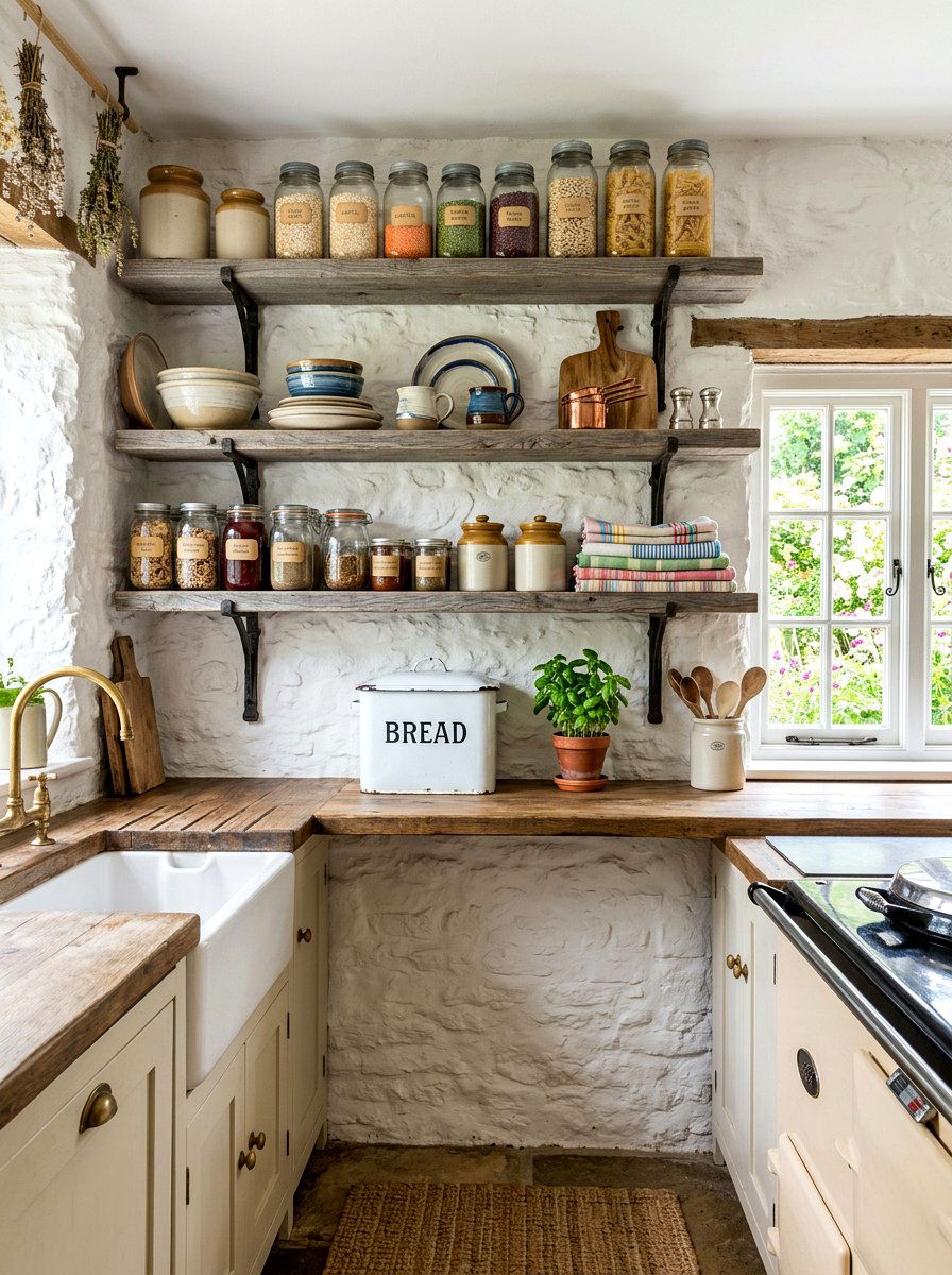 Rustic farmhouse kitchen shelving - 30 open kitchen shelf ideas