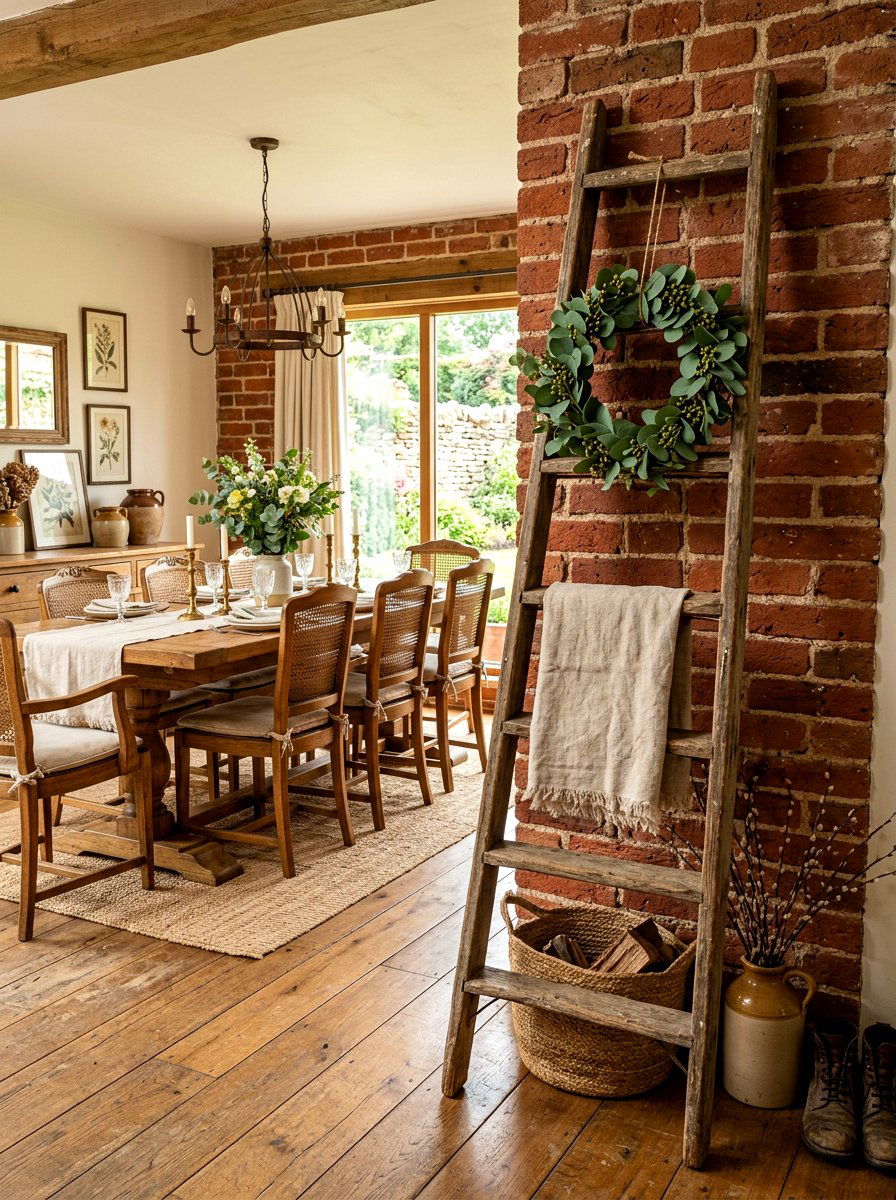 Rustic farmhouse ladder - 30 decorative ladder ideas