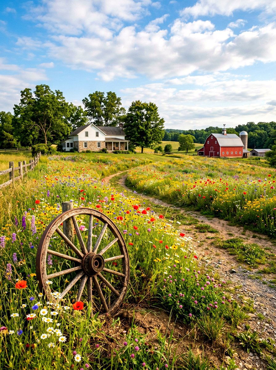 Rustic farmhouse meadow - 30 wildflower patch ideas