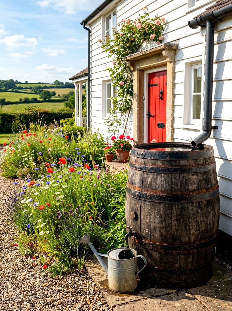 Rustic farmhouse oak rain barrel - 30 rain barrel ideas
