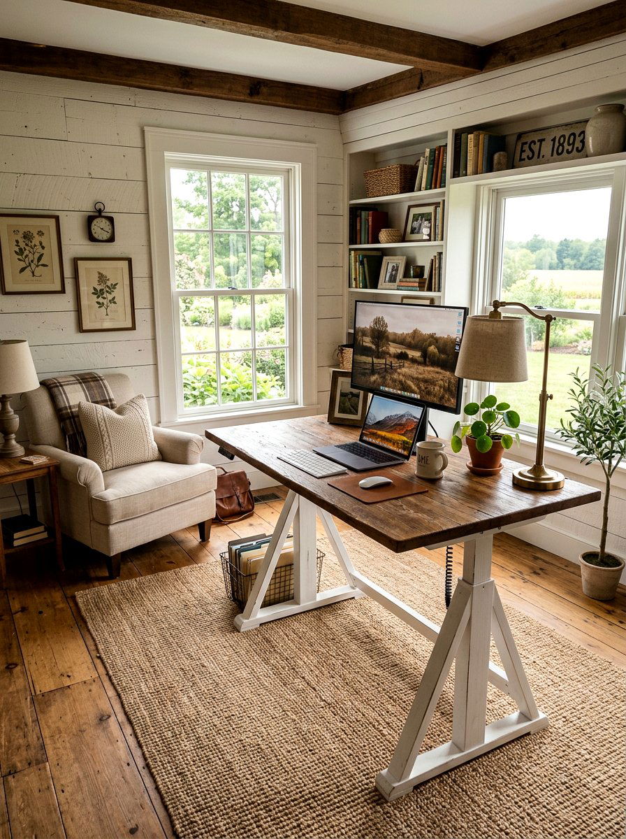 Rustic farmhouse office - 30 standing desk room ideas