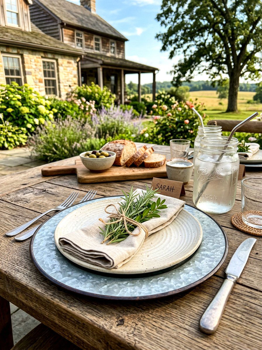 Rustic farmhouse place setting - 30 place setting ideas