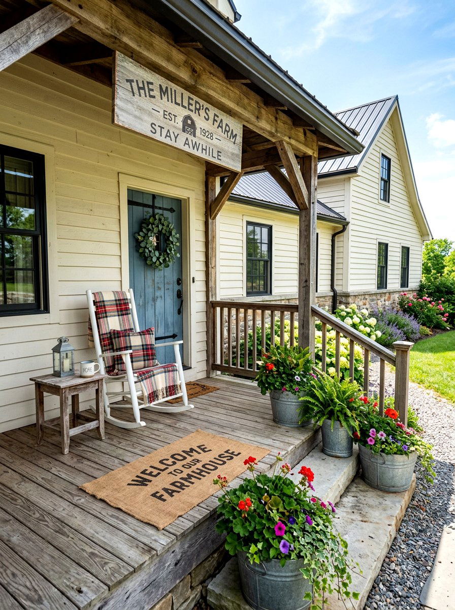Rustic farmhouse stoop - 30 charming stoop decor ideas