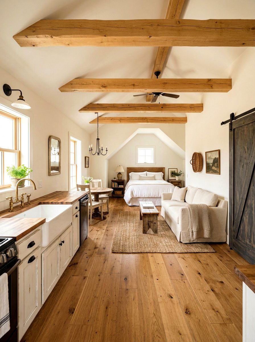 Rustic farmhouse studio apartment - 30 studio apartment vibe ideas